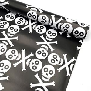 Yifely Black White Skull Shelf Liner Countertop Door Sticker Vinyl Drawer Covering Paper Protective Table-top Surface 17.7inch by 9.8 Feet