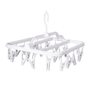 Annaklin Foldable Clip Hangers with 26 Drying Clips, Underwear Hanger with Clips, Plastic Laundry Clip and Drip Drying Hanger for Socks, Bras, Lingerie, Clothes, Sturdy, White