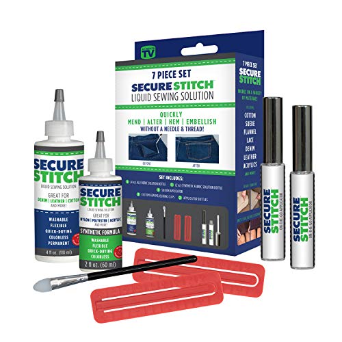 Secure Stitch Liquid Sewing Solution Kit! Fabric Glue That Quickly Mends, Alters, Hems & Embellishes Without a Needle and Thread! Includes: 4oz.Fabric Solution & 2oz All Fabric Solution | The Storepaperoomates Retail Market - Fast Affordable Shopping