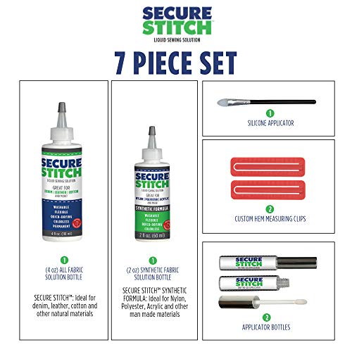 Secure Stitch Liquid Sewing Solution Kit! Fabric Glue That Quickly Mends, Alters, Hems & Embellishes Without a Needle and Thread! Includes: 4oz.Fabric Solution & 2oz All Fabric Solution | The Storepaperoomates Retail Market - Fast Affordable Shopping