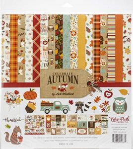 Echo Park Paper Company Celebrate Autumn Collection Kit paper, Orange, Yellow, Blue, Brown, Tan 12-x-12-Inch
