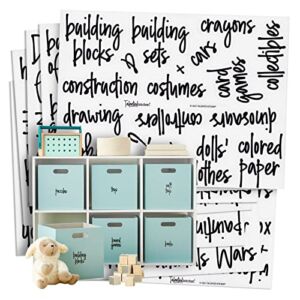 Talented Kitchen 147 Playroom Organization and Storage Labels for Toy Bins, Preprinted Black Script on Clear Vinyl Stickers for Crafts, Canisters, Baskets, and Closet (Water Resistant)