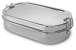 Lifestyle Block Stainless Steel Oval Lunch Box with Inner Snack Box