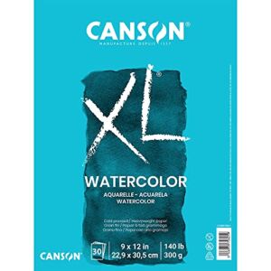 Canson XL Series Watercolor Textured Paper, Use with Paint Pencil Ink Charcoal Pastel and Acrylic, Side Wire Bound, 140 Pound, 9 x 12 Inch, 30 Sheets