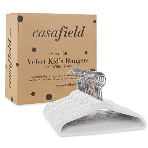 Casafield 50 Velvet Baby Hangers – 11″ Size for Infant & Toddler Clothes – Ivory | The Storepaperoomates Retail Market - Fast Affordable Shopping