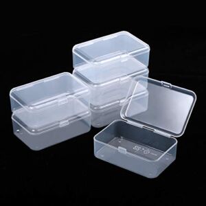 ISKYBOB 6 Packs Small Plastic Storage Containers, Clear Rectangle Bead Organizer Case with Lids for Crayons, Crafts, Bobby Pin Holder(3.7x 2.4in)