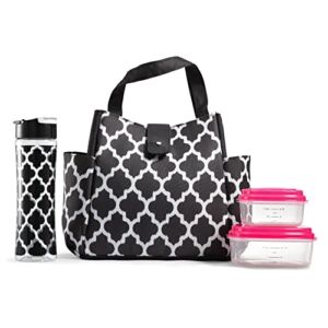 Fit+Fresh Westport Adult Insulated Lunch Bag women love as a Lunchbox or Lunch Tote, Cute Small Lunch Box For Women, Lunch box men, lunch bags women, insulated lunch box, lunch boxes, adult lunch, B&W