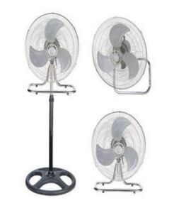 PrimeTrendz TM 18 Inch Industrial Grade 3 in 1 Stand + Desk + Wall Fan | High Velocity Standing Mount Oscillating Fan