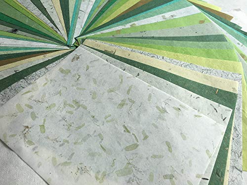 50 Sheets A4 Thin Mulberry Paper Sheet Design Craft Hand Made Art Tissue Mulberry Paper Sheets Origami Washi Card Making. (Mixed Green) | The Storepaperoomates Retail Market - Fast Affordable Shopping