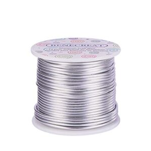 BENECREAT 12 Gauge 100FT Silver Aluminum Wire Anodized Jewelry Craft Making Beading Floral Colored Aluminum Craft Wire for Jewelry Craft, Easter Egg Holder Making