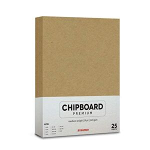 25 Sheets of Chipboard, 30pt (Point) Medium Weight Cardboard .030 Caliper Thickness, Craft and Packing, Brown Kraft Paper Board (8.5 x 11)