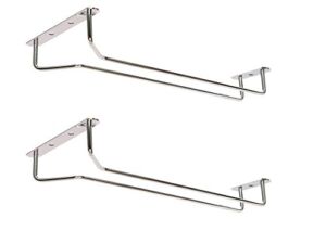 Great Credentials Set of 2-10-Inch Long, Wine Glass Rack, Wire Hanging Rack, Wine Glass Hanging Rack, Wire Wine Glass Hanger Rack, Stemware Rack, Under Cabinet, Chrome Finish (chrome)