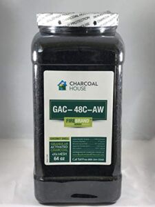 64 ozs/1gal jug GRANULAR Activated Charcoal (Coconut) 4×8 mesh AW in air and Vapor Filters for eliminating Odors and Toxic Vapors.