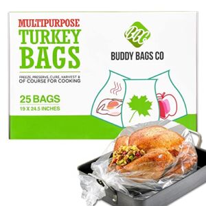 Buddy Bags Co Multipurpose Turkey Oven Bags – Made in USA – 19″ x 24.5″ – 25 Pack
