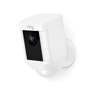 Ring Spotlight Cam Battery HD Security Camera with Built Two-Way Talk and a Siren Alarm, Works with Alexa – White