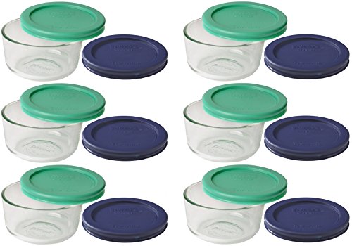 Pyrex Storage 1 Cup Round Dish, Clear with Green + Blue Lids, Pack of 6, with Green & Blue | The Storepaperoomates Retail Market - Fast Affordable Shopping