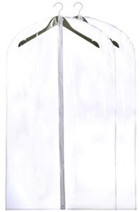 Clear Vinyl Garment Bag – Protect Your Clothing While Traveling and Dust Free While Hanging in Your Closet. These Garment Bags are Ideal for Coats, Suits, Dresses or Gowns – Set of 2 (24 X 42 Inches)
