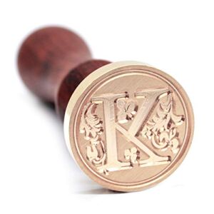 Medieval Initial Alphabet Wax Sealing Stamps, Brass Head Wooden Handle, for Thanksgiving Card/Envelope/Gift Wrap/Wedding Engagement Party Invitation – Letter K