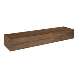 Kate and Laurel Boxx Floating Wooden Wall Mantel Shelf, 36 Inches, Rustic Brown