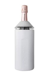 Vinglacé Wine Bottle Chiller- Portable Champagne Insulator- Stainless Steel Wine Cooler Sleeve, White
