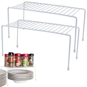 Evelots Kitchen Cabinet/Counter Shelf-Organizer-Double Space-Sturdy Metal-Set/2