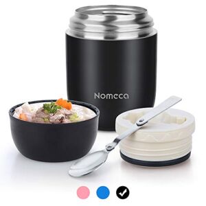 Keep Food Warm Lunch Container – Wide Mouth Lunch Thermoses for Hot Food Nomeca 16Oz Stainless Steel Thermal Food Containers Vacuum Bento Box With Spoon for Kids Adult School Office Outdoor, Black