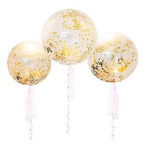 36 Inch Jumbo Confetti Balloons, Giant Latex Balloon with Gold Confetti (Premium Helium Quality) Pkg/6 Latex glitter balloons for Party/ Birthdays /Wedding/Festivals Christmas and Event Decorations