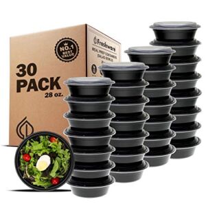 Freshware Meal Prep Bowl Containers [30 Pack] Plastic Bowls with Lids for Soup and Salad, Food Storage Bento Box, BPA Free, Stackable, Lunch Boxes, Microwave/Dishwasher/Freezer Safe (28 oz)
