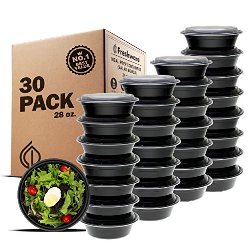 Freshware Meal Prep Bowl Containers [30 Pack] Plastic Bowls with Lids for Soup and Salad, Food Storage Bento Box, BPA Free, Stackable, Lunch Boxes, Microwave/Dishwasher/Freezer Safe (28 oz) | The Storepaperoomates Retail Market - Fast Affordable Shopping