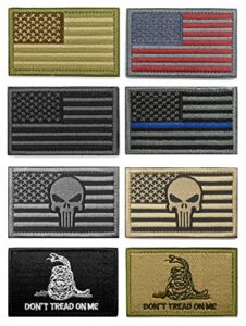 WZT Bundle 8 Pieces American Flag Tactical Morale Military Patch Set