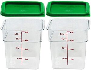 Cambro Polycarbonate Square Food Storage Containers 4 Quart With Lid – Pack of 2