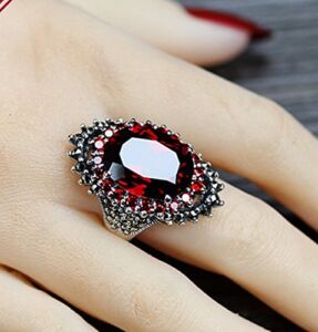 Victoria Jewelry Fashion Women’s 925 Sterling Silver Red Ruby & Marcasite Ring Jewelry Size 7-10 (7)