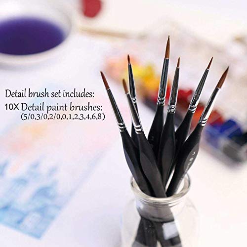 Detail Paint Brushes Set 10pcs Miniature Brushes for Fine Detailing & Art Painting – Acrylic, Watercolor,Oil,Models, Warhammer 40k. | The Storepaperoomates Retail Market - Fast Affordable Shopping