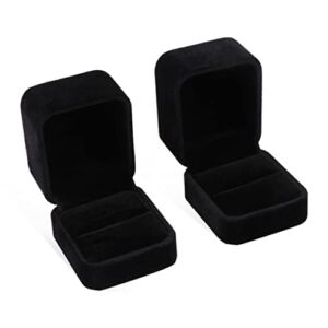 iSuperb Set of 2 Unit Classic Velvet Couple Ring Box Earring Jewelry Case Gift Boxes 2.2×1.9×1.6 inch