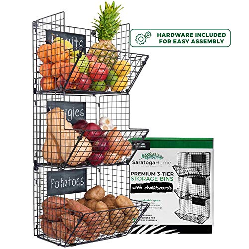 Wall Fruit Baskets For Kitchen By Saratoga Home – Fruit Basket Wall Mount, Hanging Vegetable Baskets For Kitchen Or Pantry Floor Storage Produce Basket, Onion and Potato Storage Stackable Wire Baskets | The Storepaperoomates Retail Market - Fast Affordable Shopping