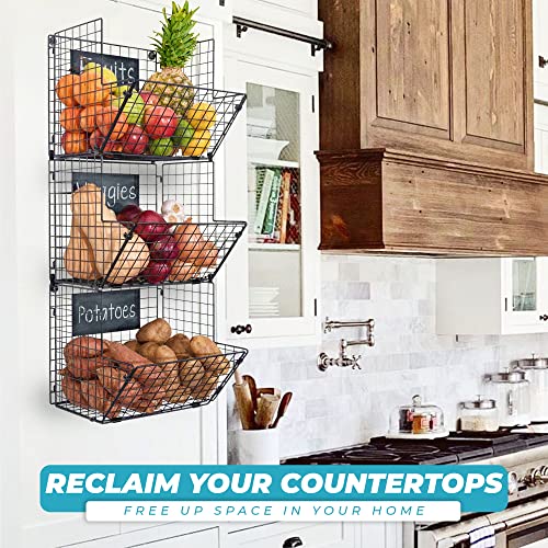 Wall Fruit Baskets For Kitchen By Saratoga Home – Fruit Basket Wall Mount, Hanging Vegetable Baskets For Kitchen Or Pantry Floor Storage Produce Basket, Onion and Potato Storage Stackable Wire Baskets | The Storepaperoomates Retail Market - Fast Affordable Shopping