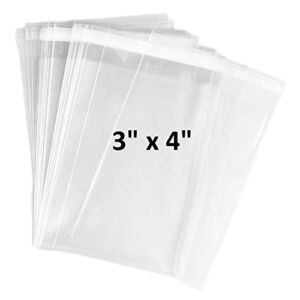 200 Pcs 3×4 Crystal Clear Resealable Recloseable Cellophane/SelfSeal Bags