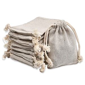 Calary 100pcs Double Canvas Drawstring Bag Cotton Pouch Gift Sachet Bags Muslin Bag Reusable Tea Bag 2.75×4 Inch