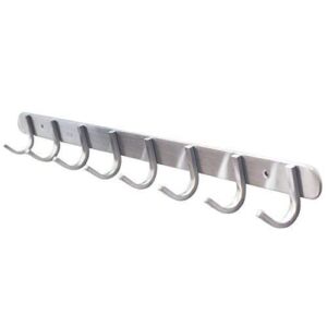 Coat Hook Rack with 8 Square Hooks – Premium Modern Wall Mounted – Ultra Durable with Solid Steel Construction, Brushed Stainless Steel Finish, Super Easy Installation, Rust and Water Proof