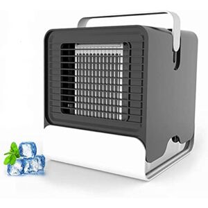 Portable Air Conditioner Fan,Personal Mini Evaporative Air Cooler Desk Humidifier Misting Fan with Handle ,Desktop Cooler Office Refrigeration Strong,Low Noise And Healthy Clean Air Simple Appearance Design with Night Light