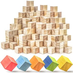 MotBach 100 Pieces 1 Inch Wooden Cubes, Unfinished Pine Cubes, Solid Wooden Blocks, Blank Wood Square Blocks for Crafts and DIY Projects, Puzzle Making