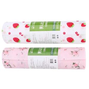 DOITOOL 2 Rolls Waterproof Shelf Liners Kitchen Drawer Mats Anti- Oil Rose Strawberry Printed Cupboard Pad Refrigerator Liners Table Place Mat for Kitchen Cabinet