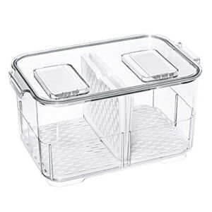 Fridge Food Storage Containers Produce Saver FreshWorks Produce Food Storage Container Bin Stackable Refrigerator Kitchen Organizer Keeper, with Removable Drain Tray to Keep Fresh