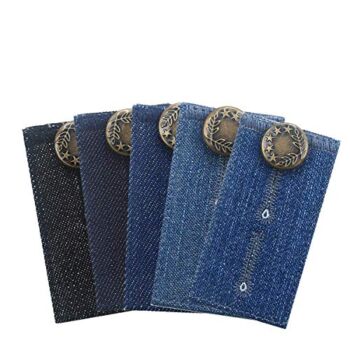 Waistband Extenders by Johnson & Smith | Button Extender for Pants | Denim Material | Pack of 5 Shades | Premium Metal Buttons | 2 Button Holes | Button Extender for Jeans | The Storepaperoomates Retail Market - Fast Affordable Shopping