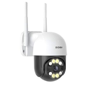 ZOSI C289 WiFi Pan/Tilt Outdoor Security Camera, Home Surveillance PTZ IP Cam with Waterproof Casing, Support Smart Spot Light, Color Night Vision, 2-Way Audio, Motion Detection, Phone APP