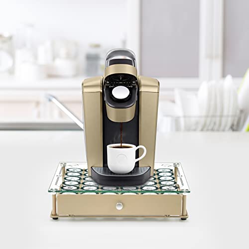 Coffee Pod Holder, Tempered Glass Top Coffee Pod Drawer Compatible with k cup Coffee Pods, Holds 36 Pods Coffee Pod Storage Drawer Organizer for Coffee Shop Office Kitchen Counter 14 × 13 × 3 in | The Storepaperoomates Retail Market - Fast Affordable Shopping