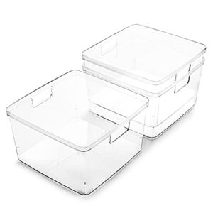 BINO | Plastic Storage Bins, Square – 3 Pack | THE LUCID COLLECTION | Multi-Use Organizer Bins | Built-In Handles | BPA-Free | Clear Storage Containers | Fridge Organizer | Pantry & Home Organization