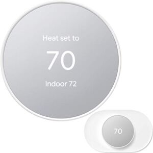 Google Nest Thermostat – Smart Thermostat for Home – Programmable WiFi Thermostat – Snow – GA01334-US Bundle with Matching Google Nest Thermostat Trim Kit Wall Mount Plate GA01837-US