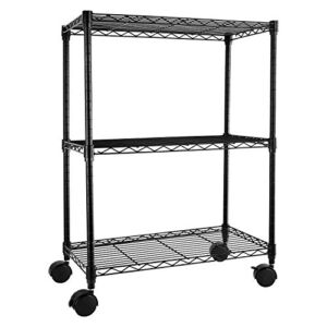 HealSmart Heavy Duty 3-Shelf Shelving with Wheels, Adjustable Storage Units, Steel Organizer Wire Rack, 23″” W x 13″” D x 30″” H, Black (HKSHLF23133003BPCV3)