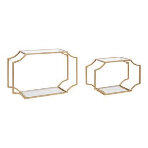 Kate and Laurel Ciel Modern Horizontal Shelves, Set of 2, Gold, Decorative Glam Wall Decor for Storage and Display